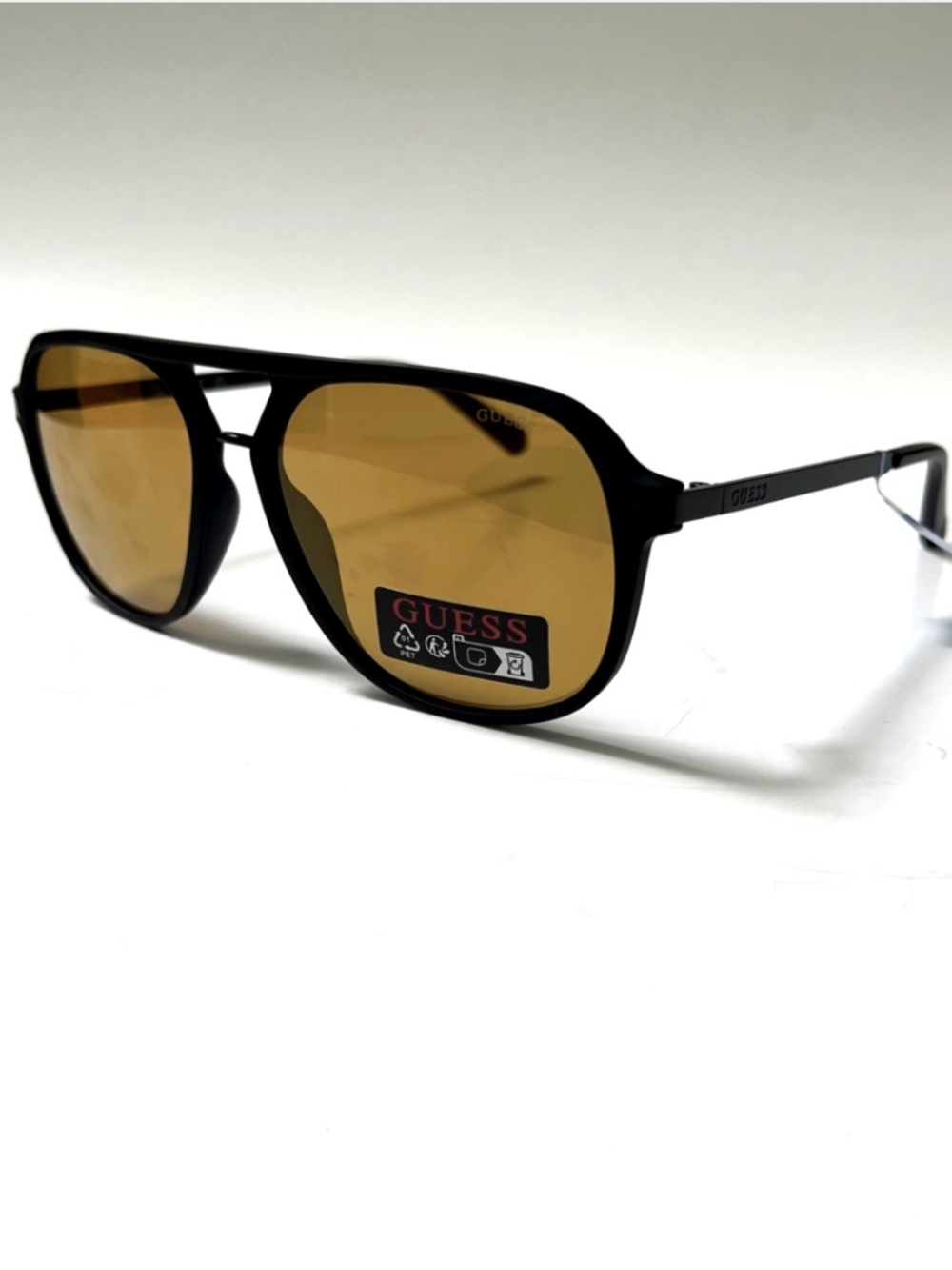New GUESS Aviator Sunglasses GO00099 Double Bridge Matte Black Iridescent Yellow